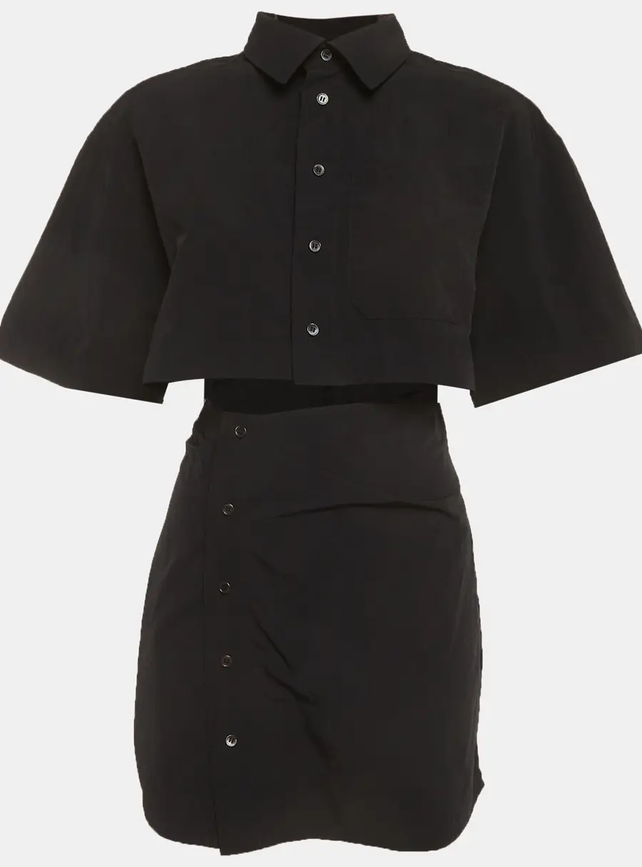 Jacquemus Black Crepe Twisted Shirt Dress S