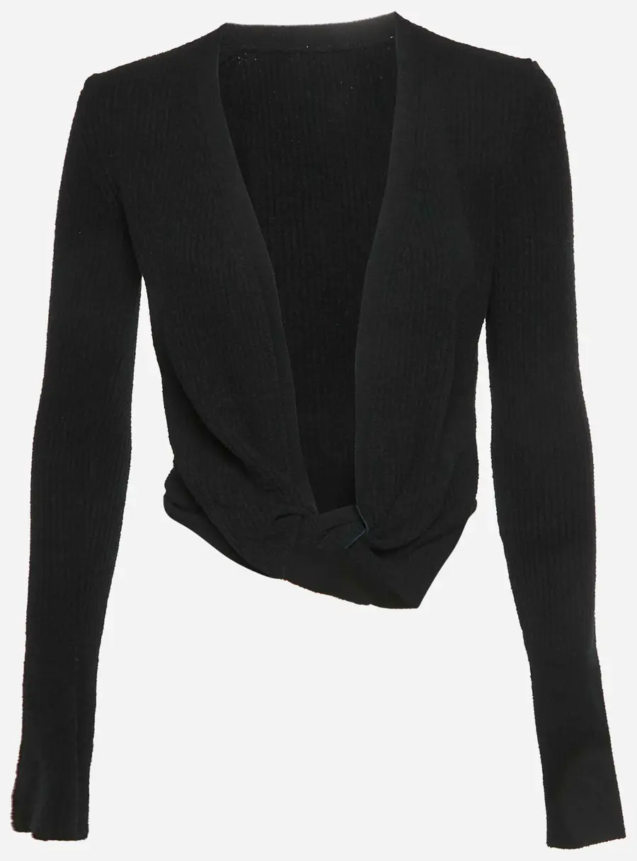 Jacquemus Black Rib Knit Twisted Cardigan S