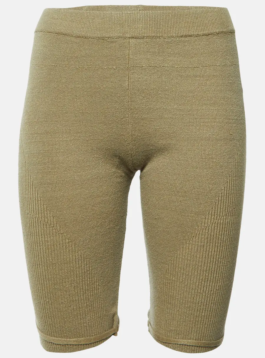Jacquemus Green Rib Knit Buckle Detail Sierra Shorts S