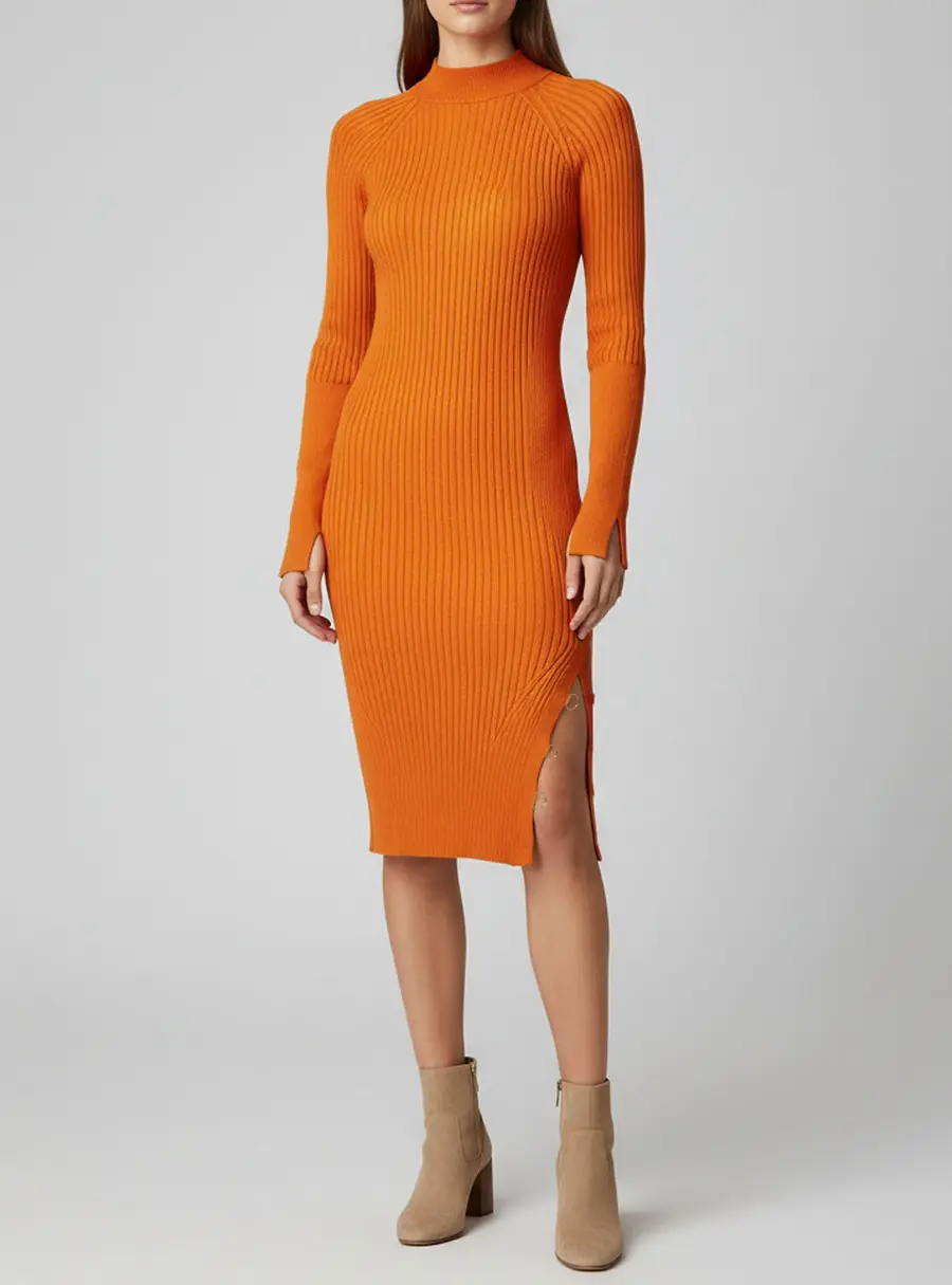 Jacquemus Orange Rib Knit La Robe Pigolo Mini Dress L