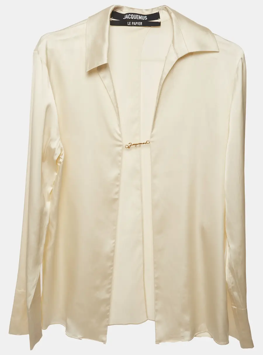 Jacquemus Cream Satin La Chemise Notte Blouse XS