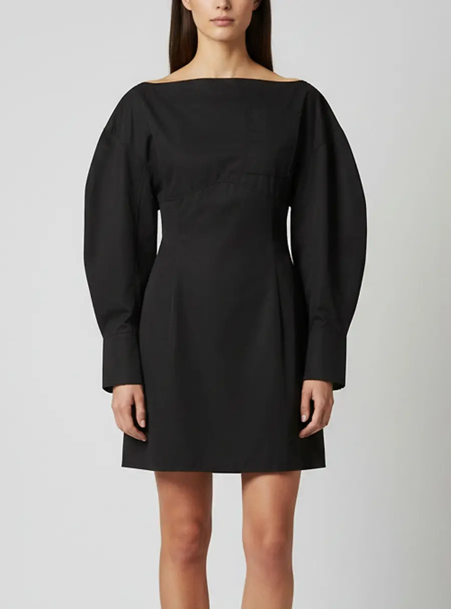 Jacquemus Black Poplin Structured La Robe Chemise Casaco Mini Dress L
