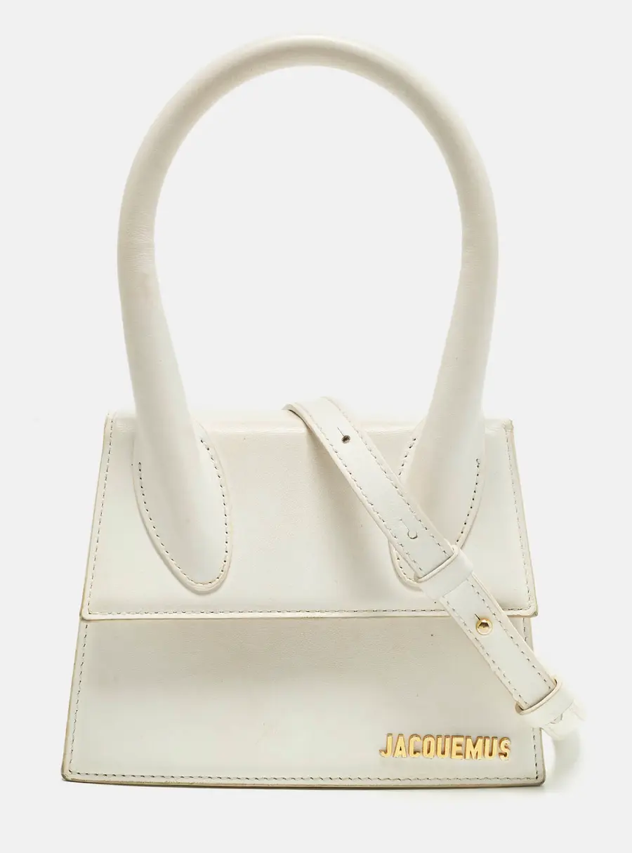 Jacquemus Le Chiquito Moyen White Leather Top Handle Bag