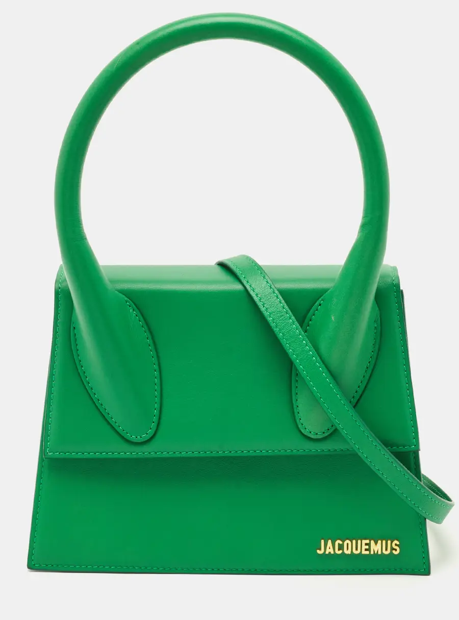 Jacquemus Grand Le Chiquito Green Leather Top Handle Bag