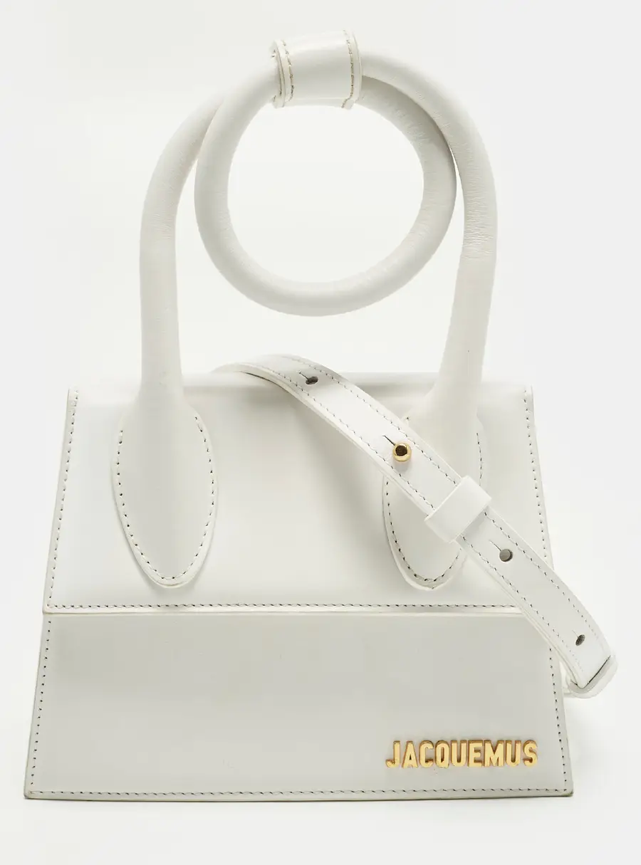 Jacquemus Le Chiquito Noeud White Leather Top Handle Bag