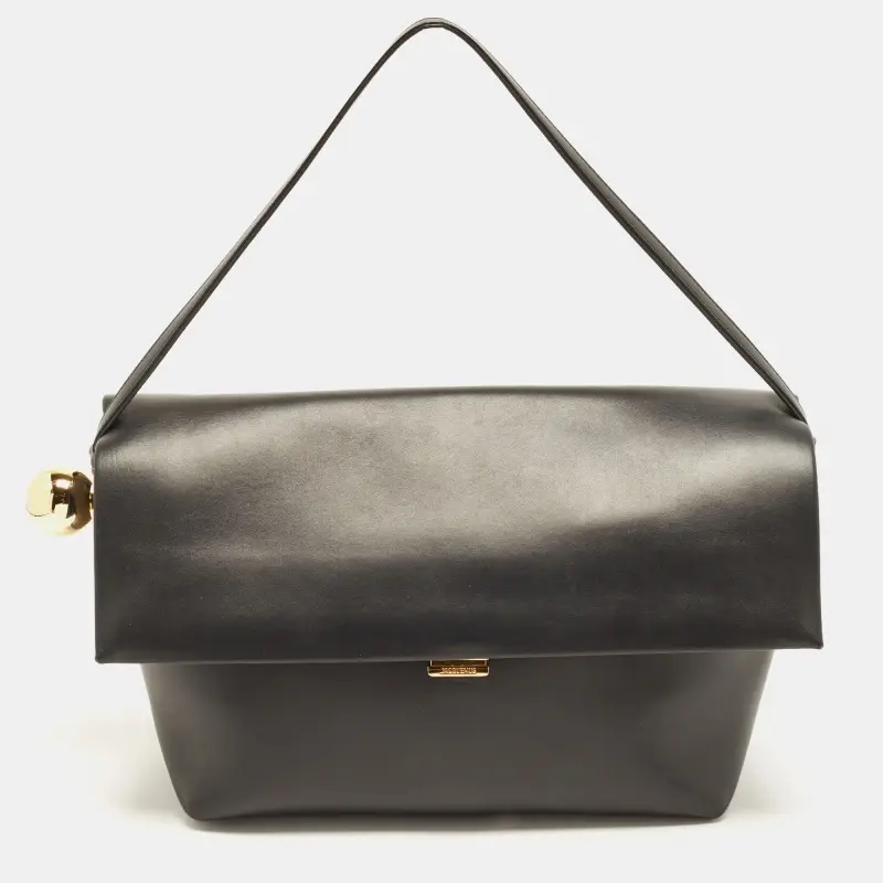 Jacquemus Le Grand Rond Carre Black Leather Shoulder Bag