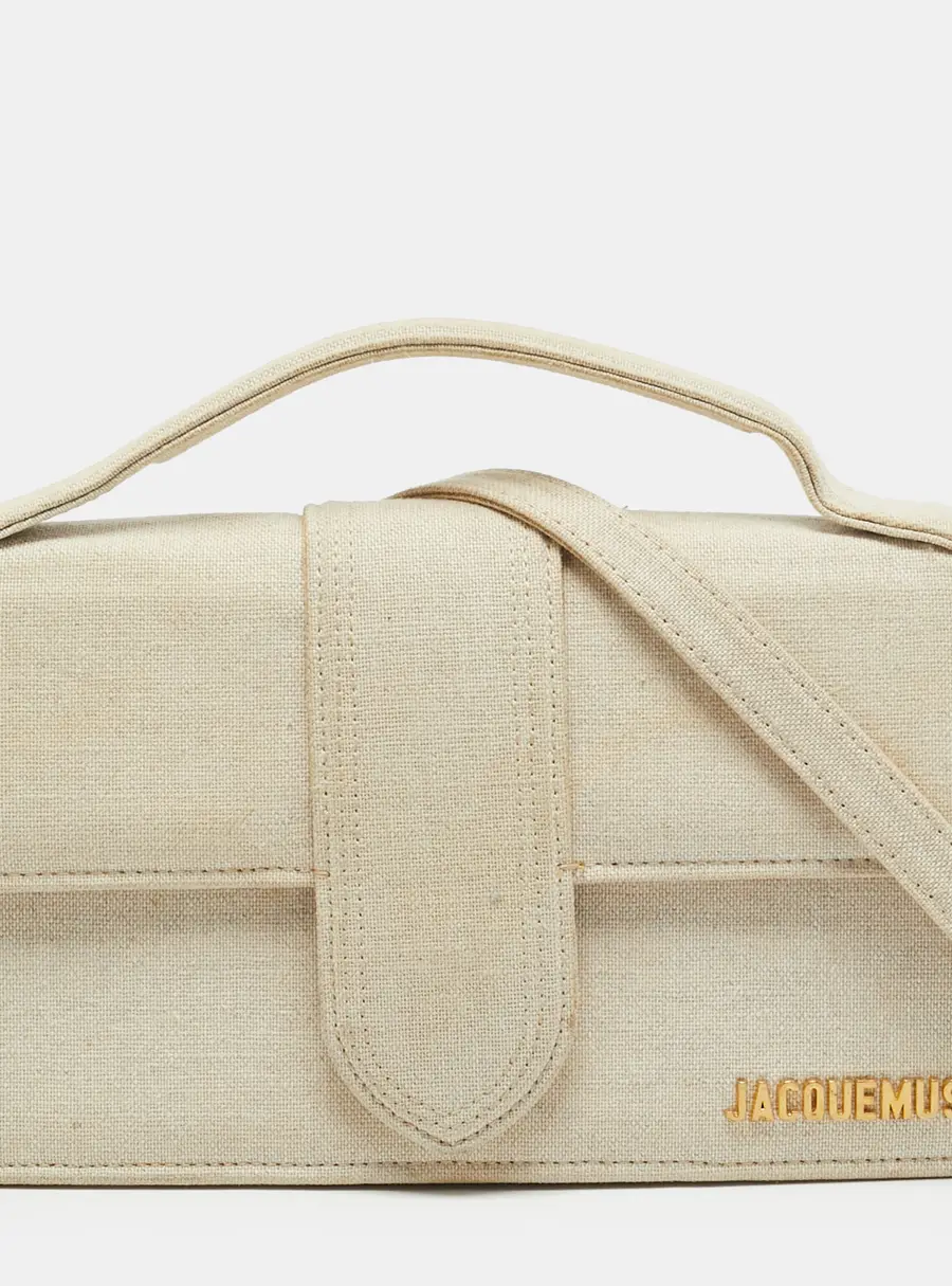 Jacquemus Le Grand Bambino Ivory White Canvas Top Handle Bag