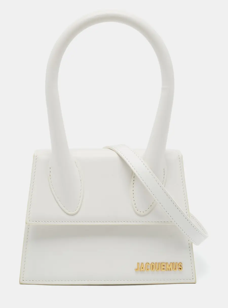 Jacquemus Le Chiquito Moyen White Leather Top Handle Bag