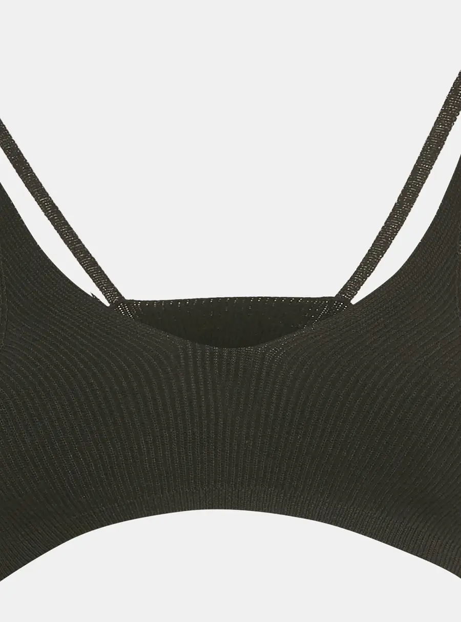 Jacquemus Black Rib Knit Le Bandeau Bralette Top S
