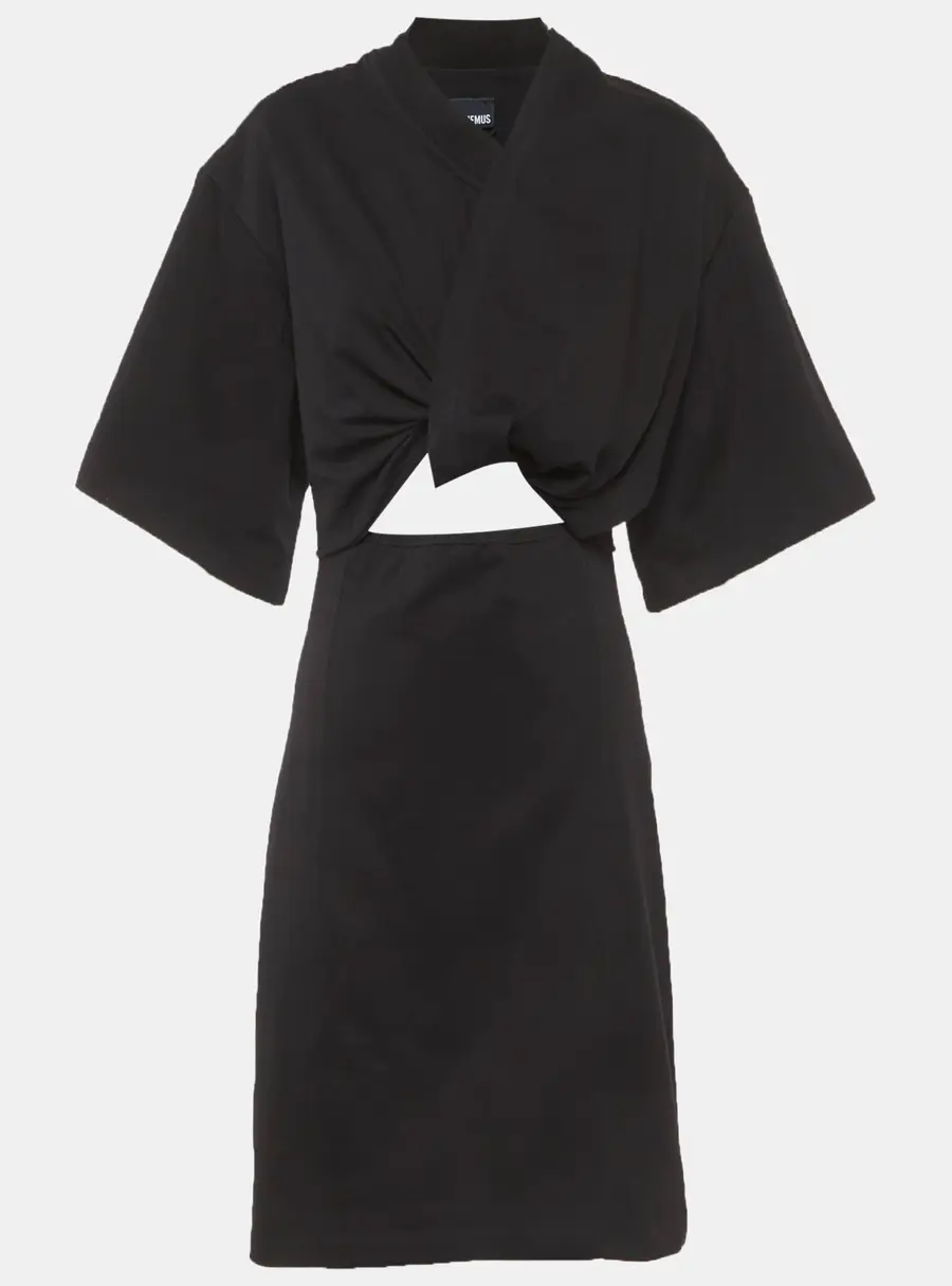 Jacquemus Black Cotton Twisted The Bahia T-Shirt Dress L