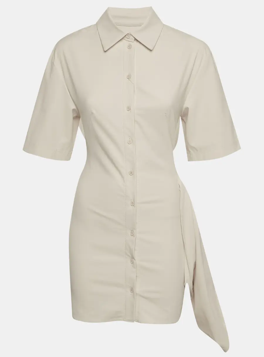 Jacquemus Cream Twill La Robe Camisa Mini Shirt Dress S