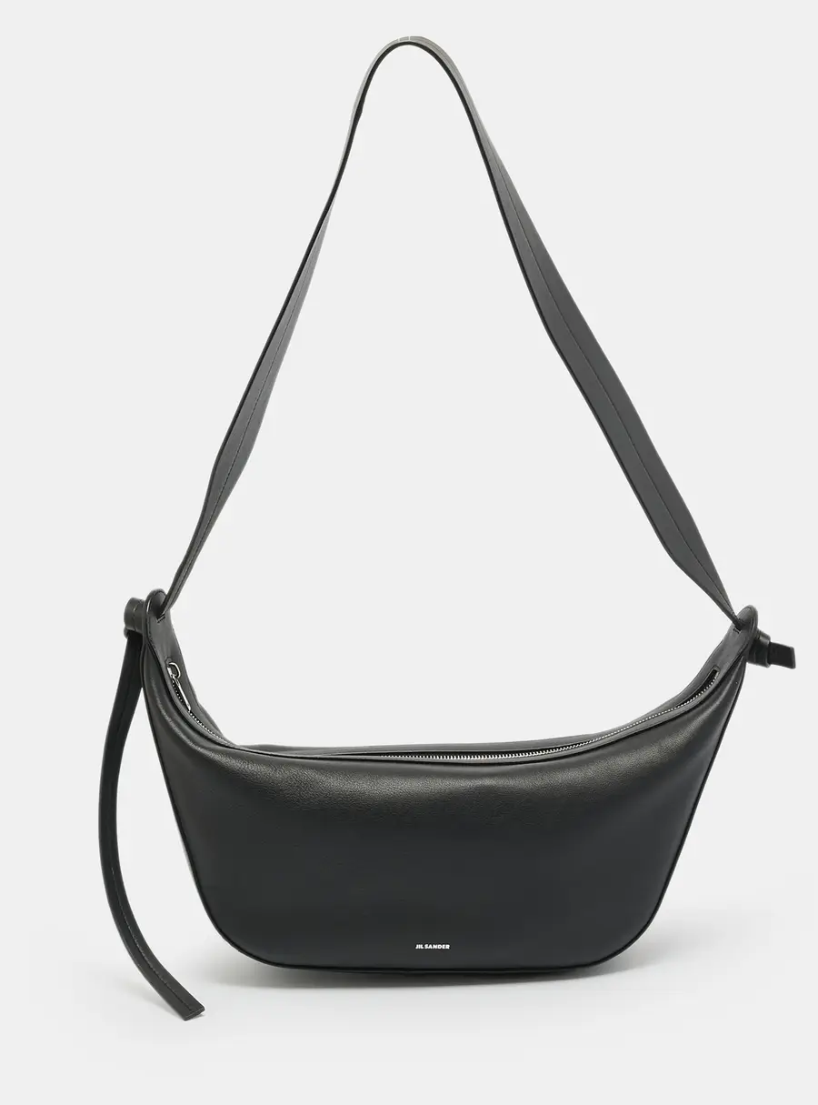 Jil Sander Knot Small Black Leather Shoulder Bag
