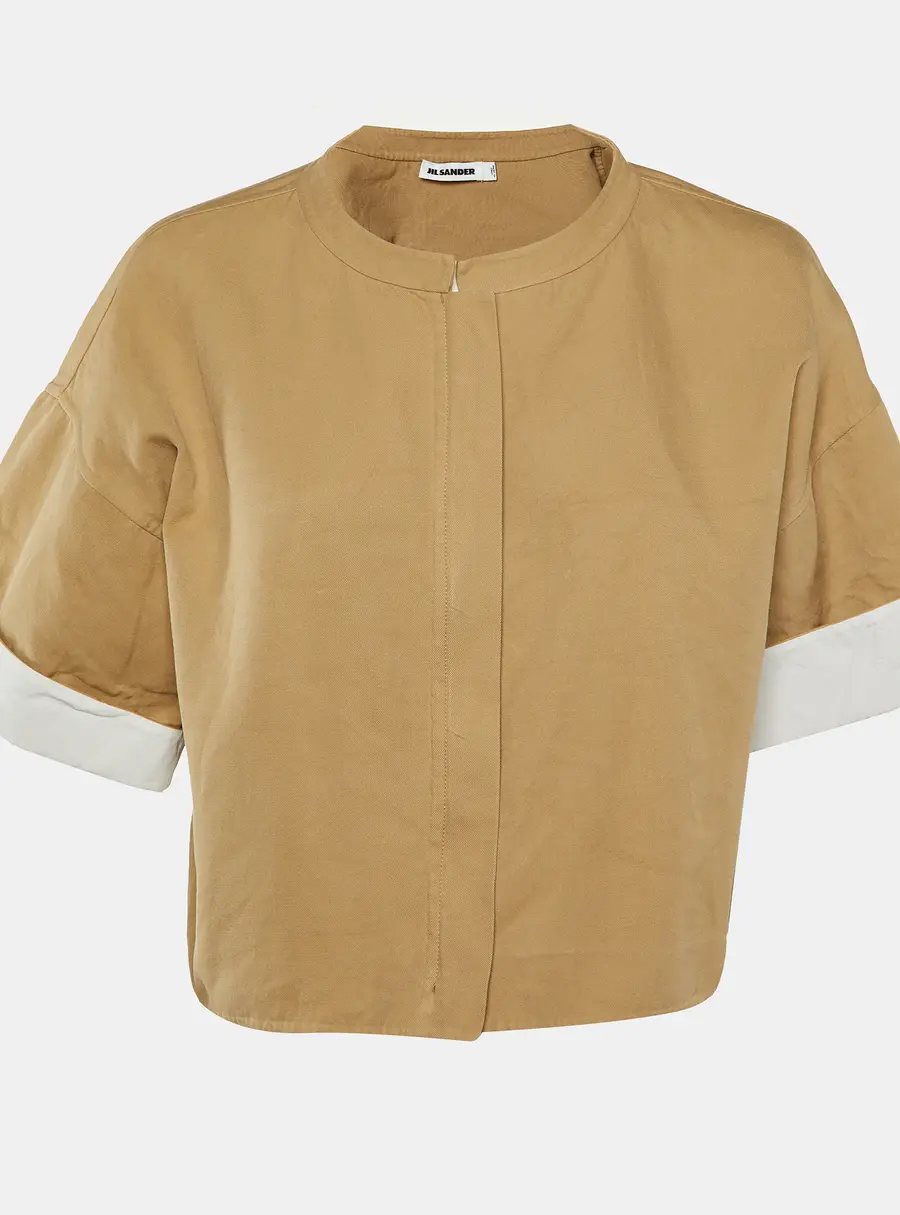 Jil Sander Beige Cotton Cropped Oversized Jacket M