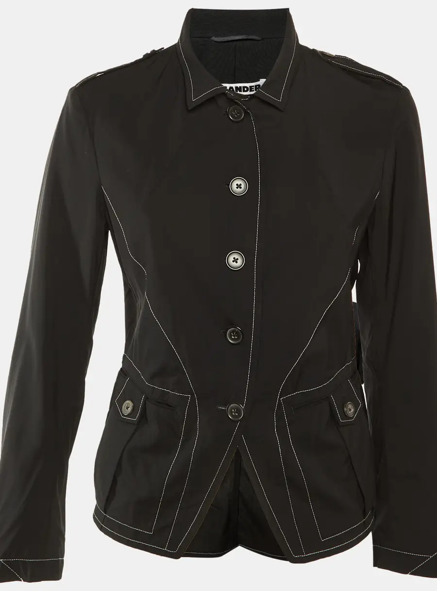 Jil Sander Black Cotton Button Front Lightweight Jacket S/M