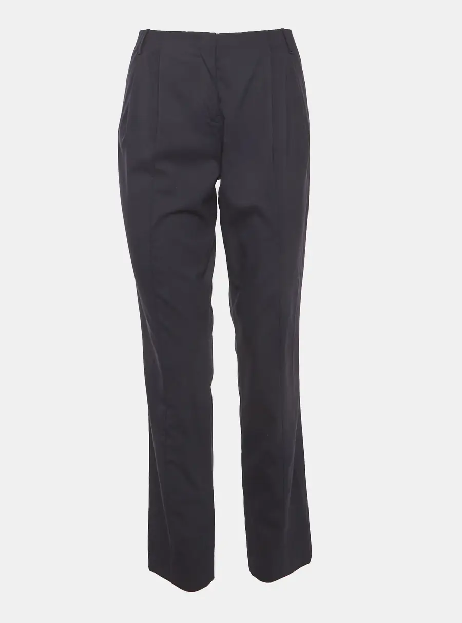 Jil Sander Navy Blue Wool Blend High Rise Trousers M