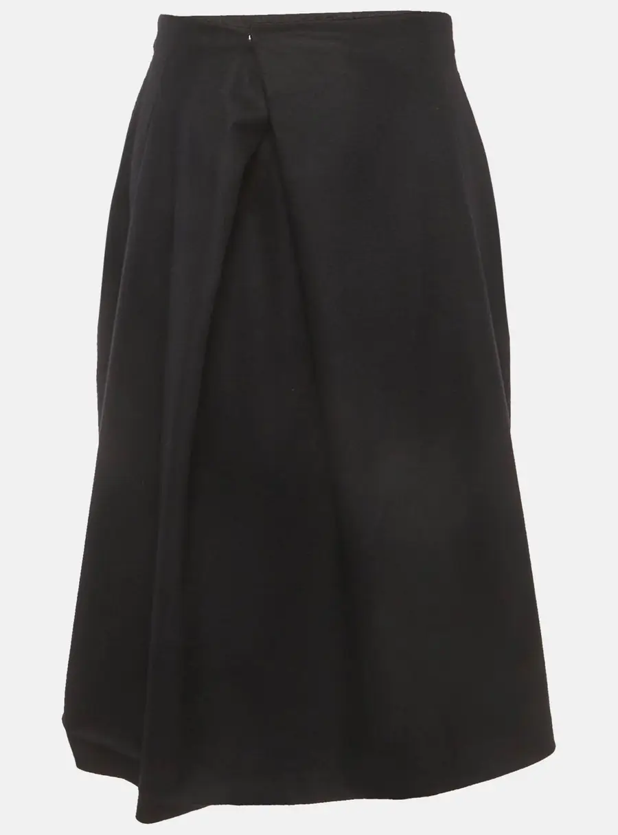 Jil Sander Black Wool Knit Pleated Knee Length Skirt S