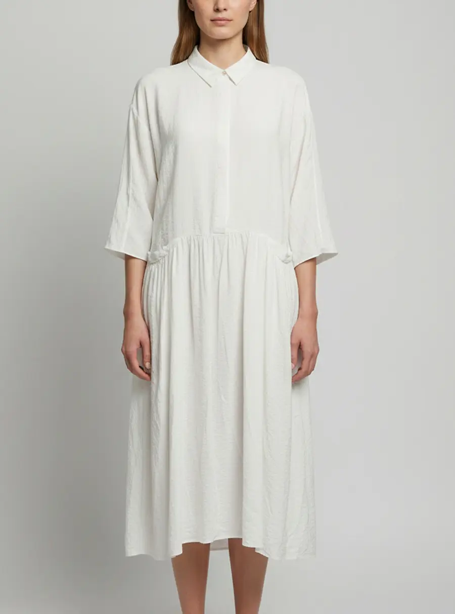 Jil Sander Off White Silk Blend Midi Dress M