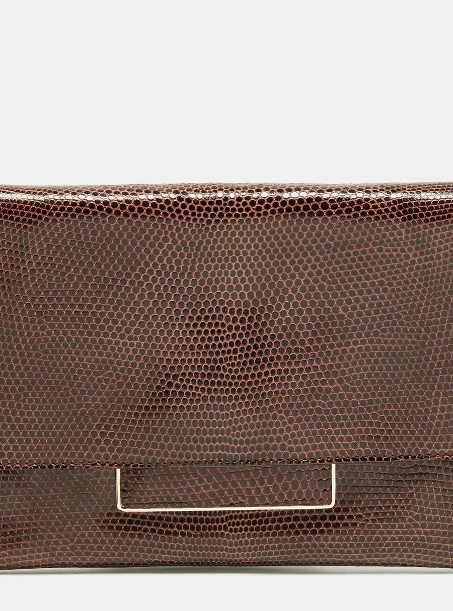 Jil Sander Burgundy Lizard Flap Clutch