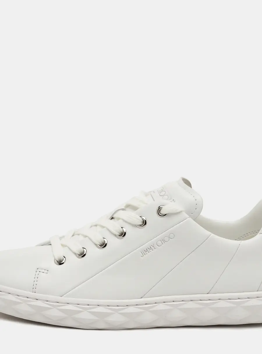 Jimmy Choo Diamond Size 37 White Leather Low Top Sneakers