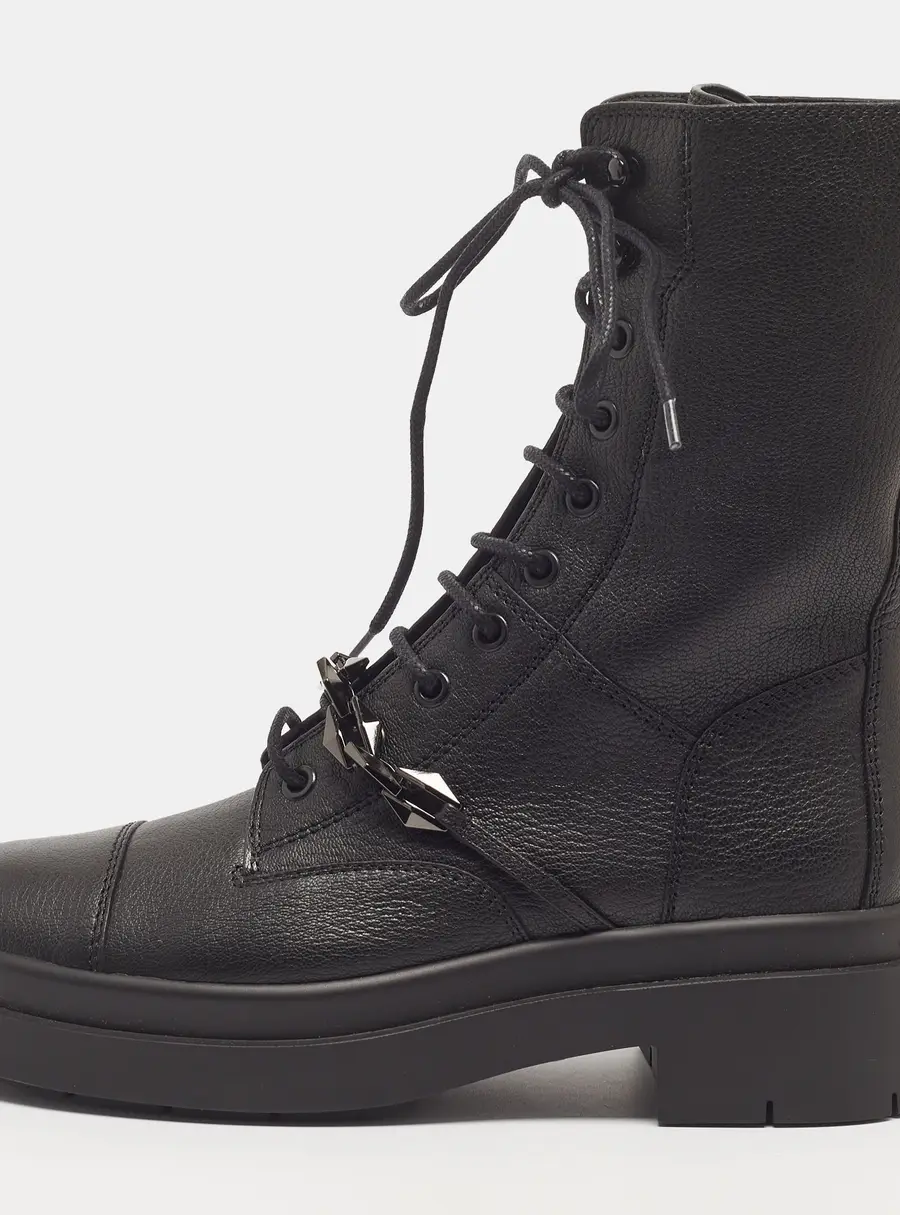 Jimmy Choo Hatcher Size 38 Black Leather Combat Boots
