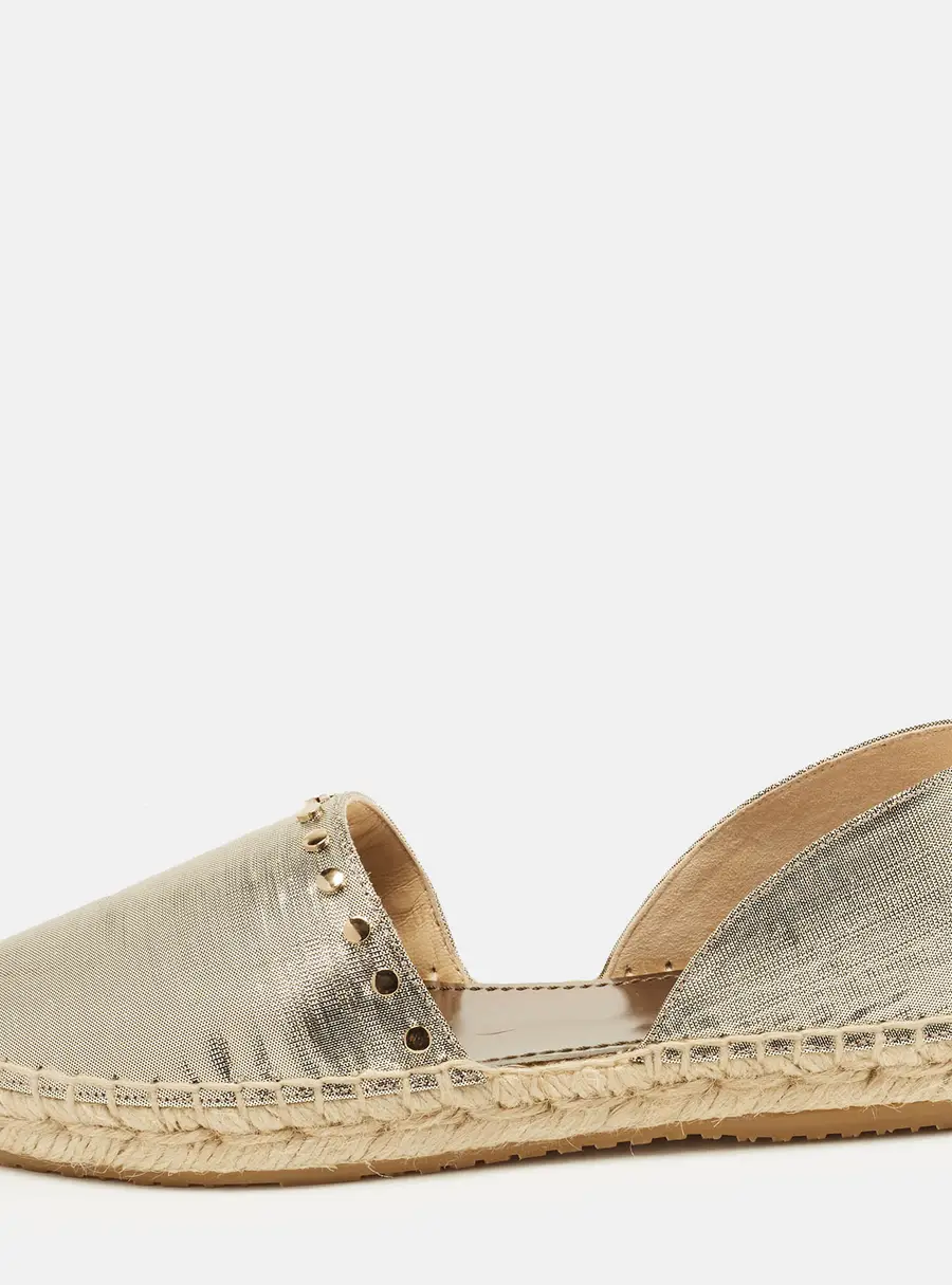Jimmy Choo Dreya Size 36 Gold Lame Fabric Espadrille Flats