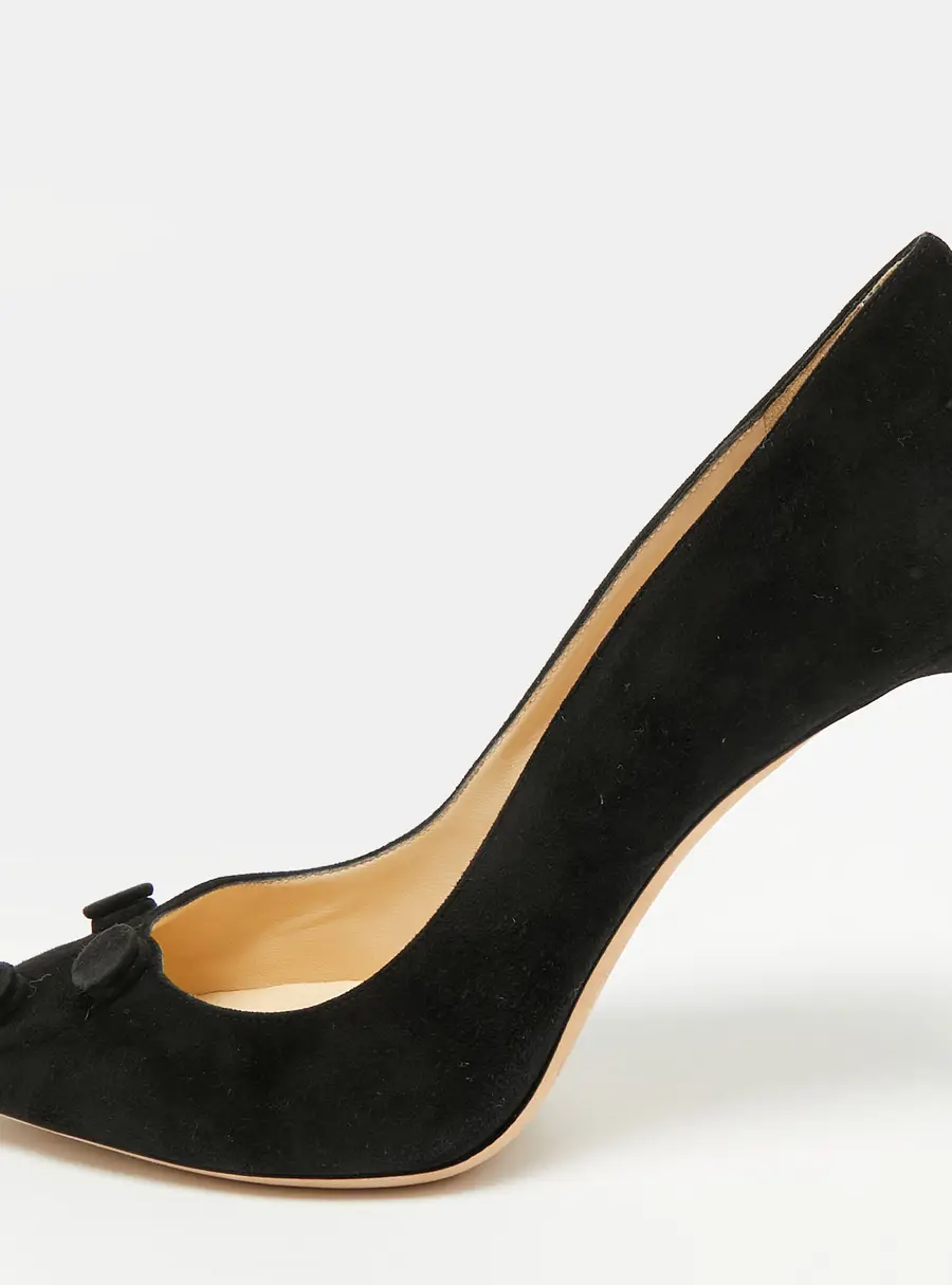 Jimmy Choo Jasmine Size 41 Black Suede Buttons Embellished Pumps