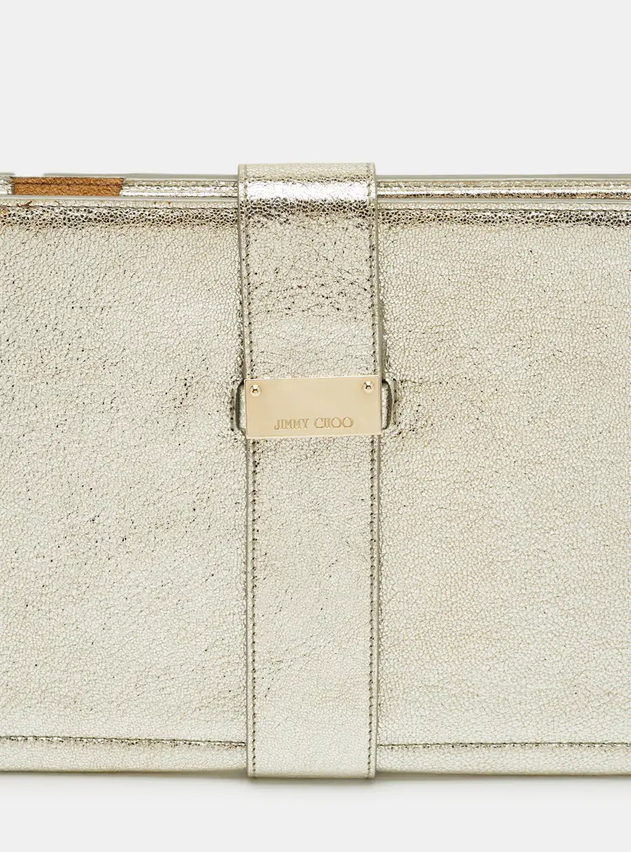 Jimmy Choo Silver Textured Foil Leather Flap Tablet Case