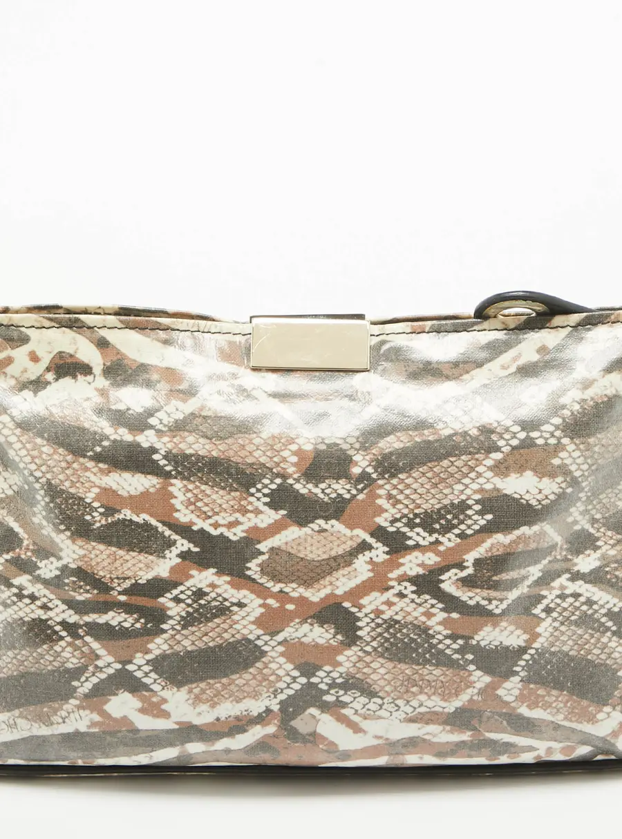 Jimmy Choo Tri Color Python Print Patent Leather Derek Clutch