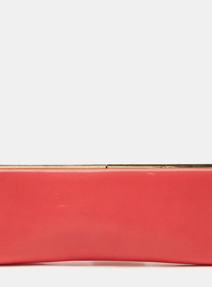 Jimmy Choo Red Leather Long Frame Clutch