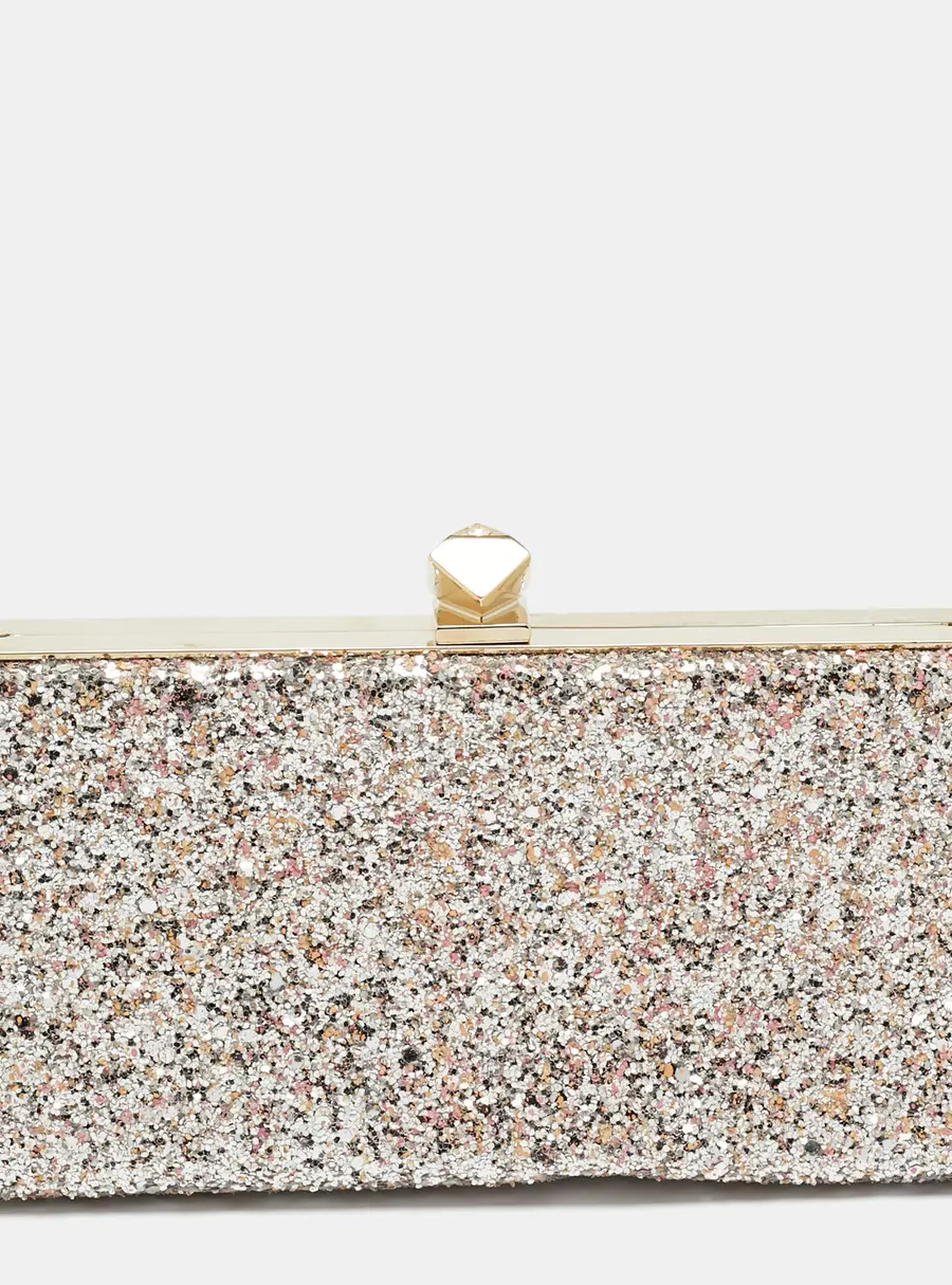 Jimmy Choo Celeste Pink Glitter Chain Clutch