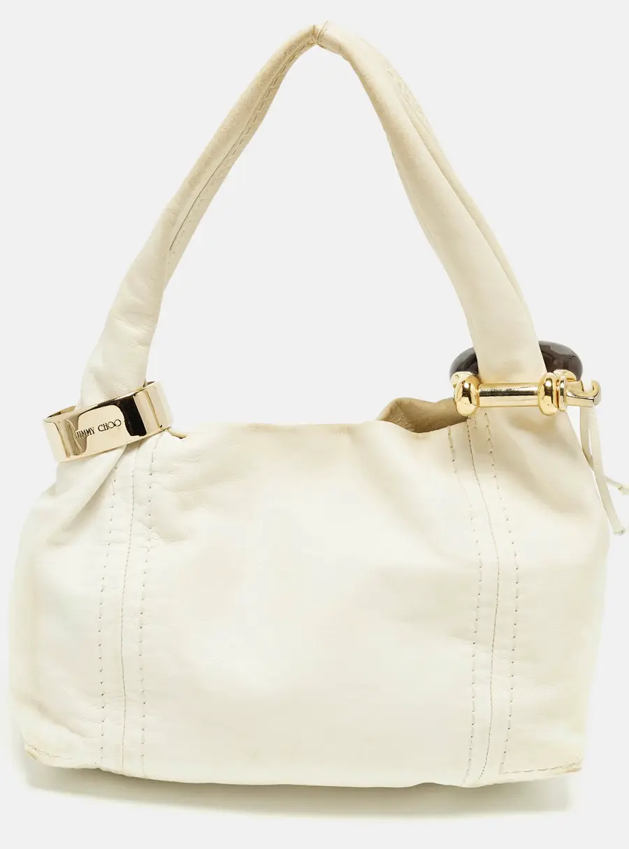 Jimmy Choo Saba White Leather Hobo