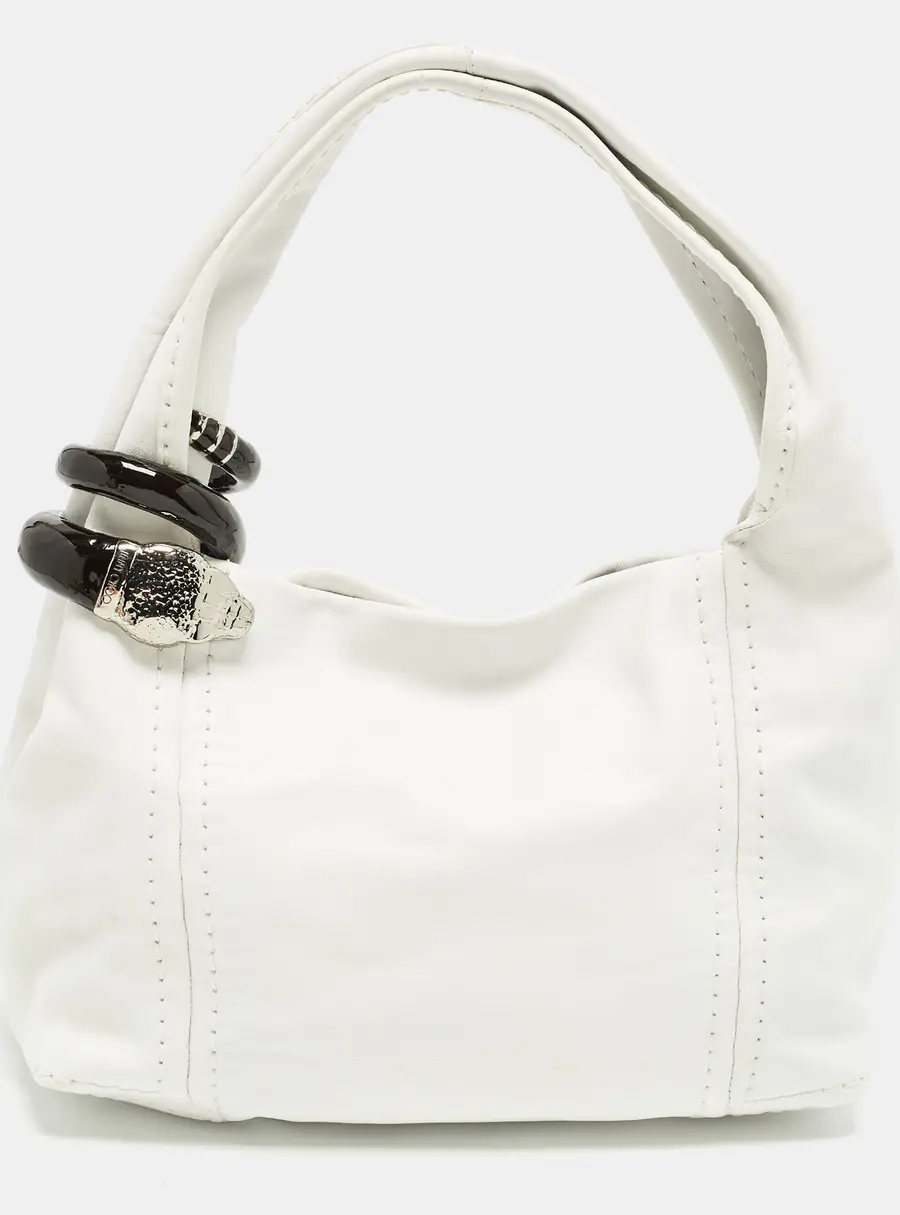Jimmy Choo Saba White Leather Hobo