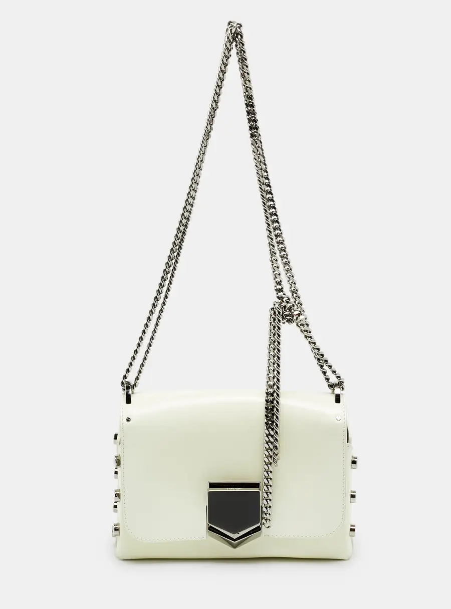 Jimmy Choo Lockett City Off White Brushed Leather Shoulder Bag