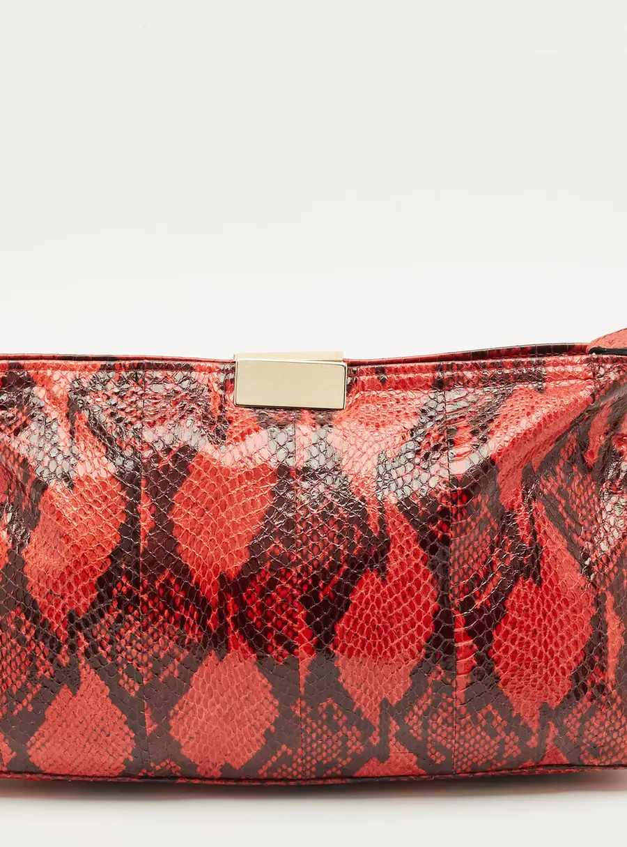 Jimmy Choo Red/Black Watersnake Leather Zulu Clutch