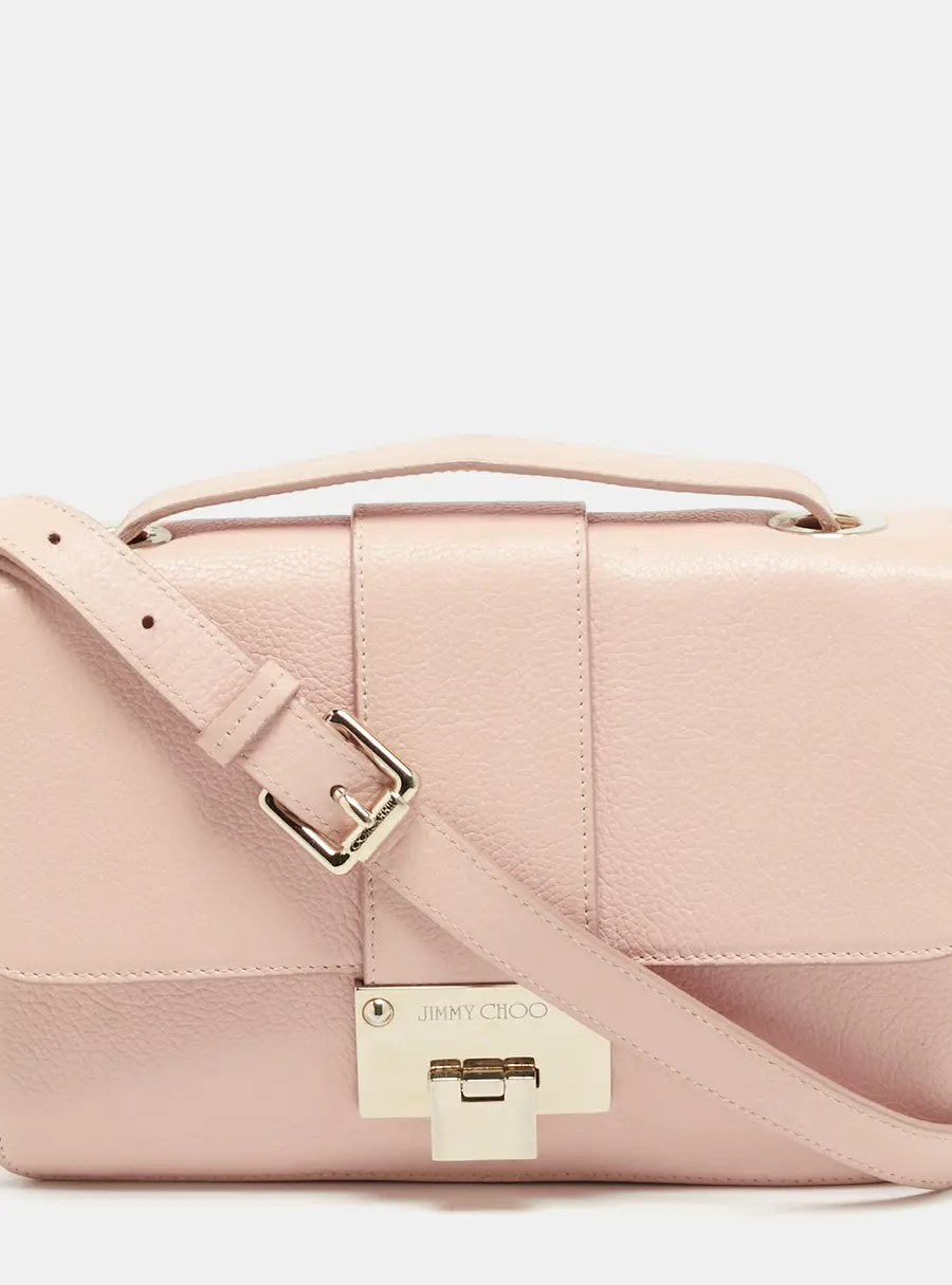 Jimmy Choo Peach Leather Rebel Flap Top Handle Bag