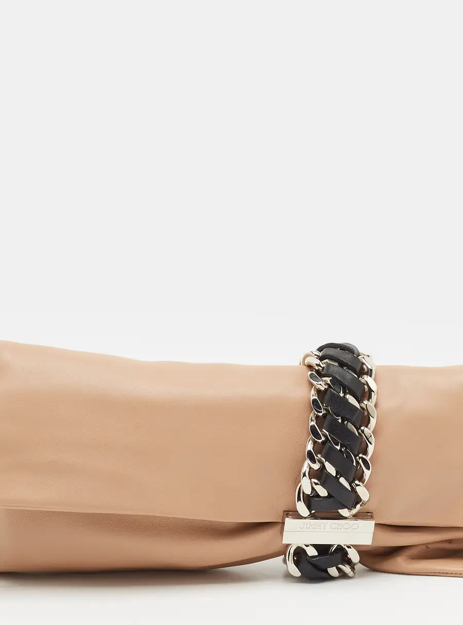 Jimmy Choo Chandra Beige Leather Clutch