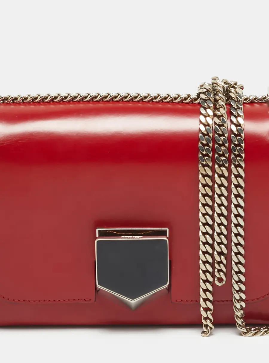 Jimmy Choo Lockett City Petite Red Leather Shoulder Bag