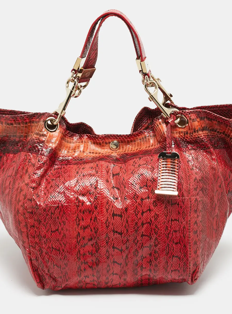 Jimmy Choo Lohla Jayne Red Snakeskin Tote