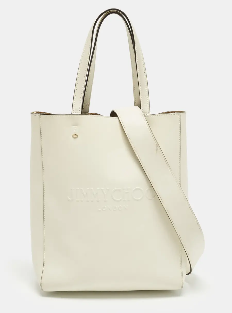 Jimmy Choo Lenny N/S Medium Off White Leather Tote