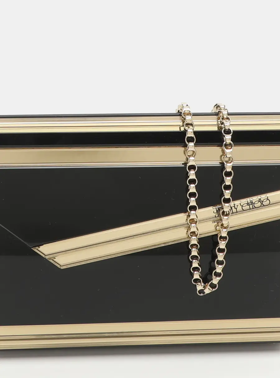 Jimmy Choo Candy Black/Gold Acrylic Chain Clutch