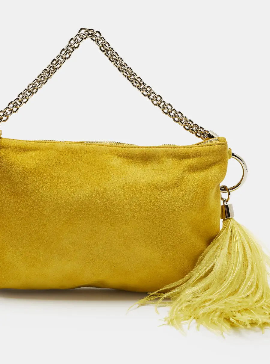 Jimmy Choo Callie Yellow Suede Chain Clutch