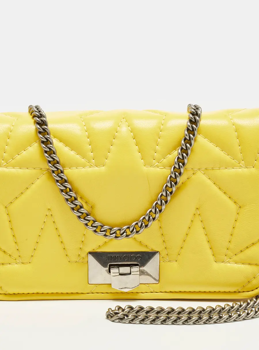 Jimmy Choo Helia Yellow Star Matelassé Leather Shoulder Bag