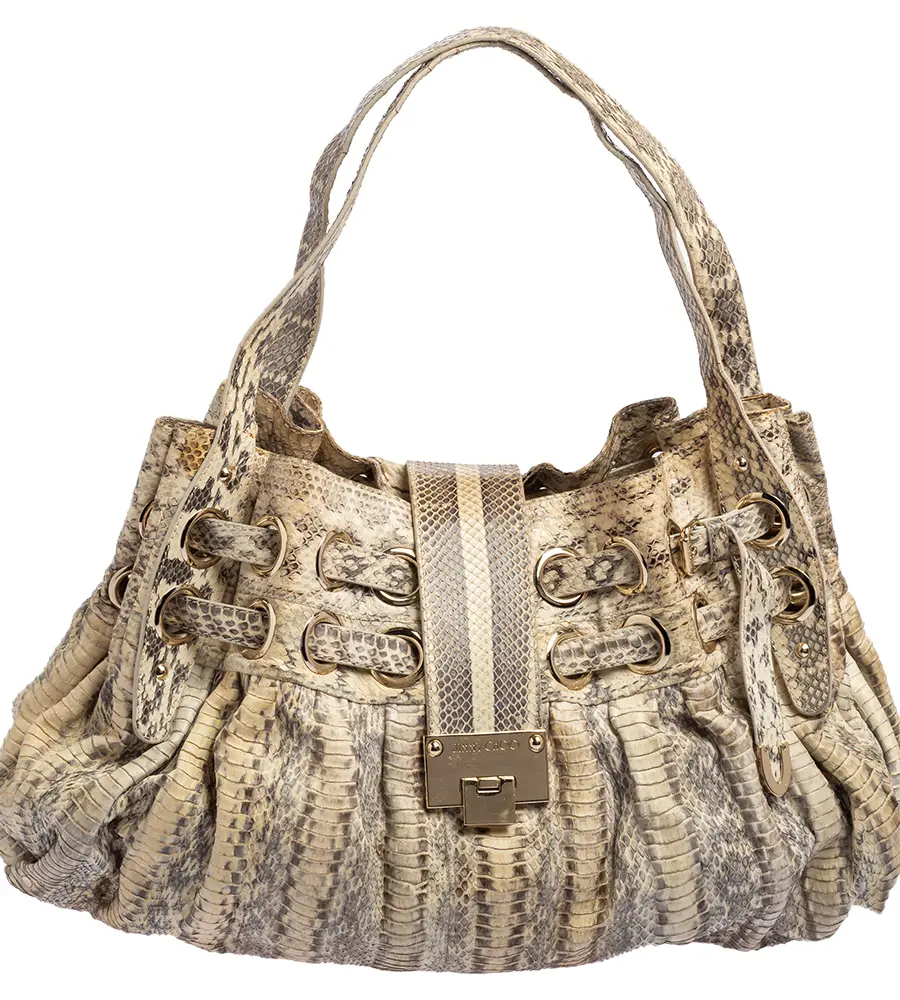 Jimmy Choo Ramona Grey Snakeskin Leather Shoulder Bags