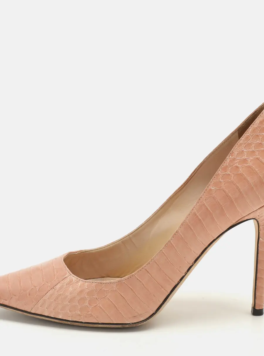 Jimmy Choo Pink Snakeskin Leather Emi Pumps Size 38.5