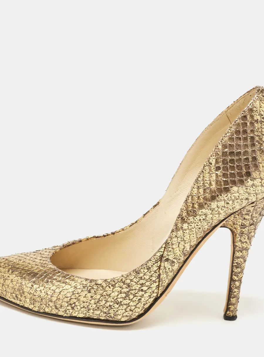 Jimmy Choo Gold Python Leather Abel Pumps Size 36