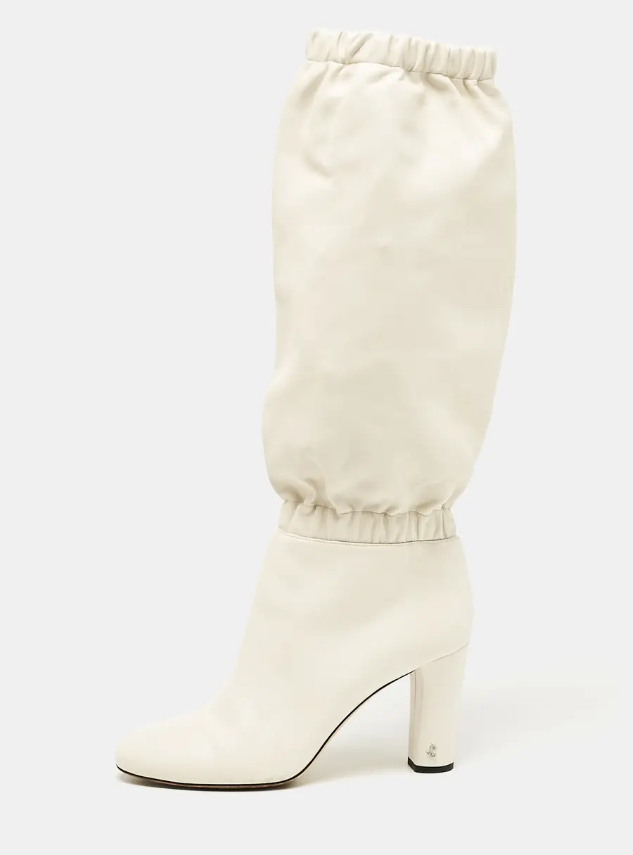 Jimmy Choo White Leather Maxyn Knee Length Boots Size 43