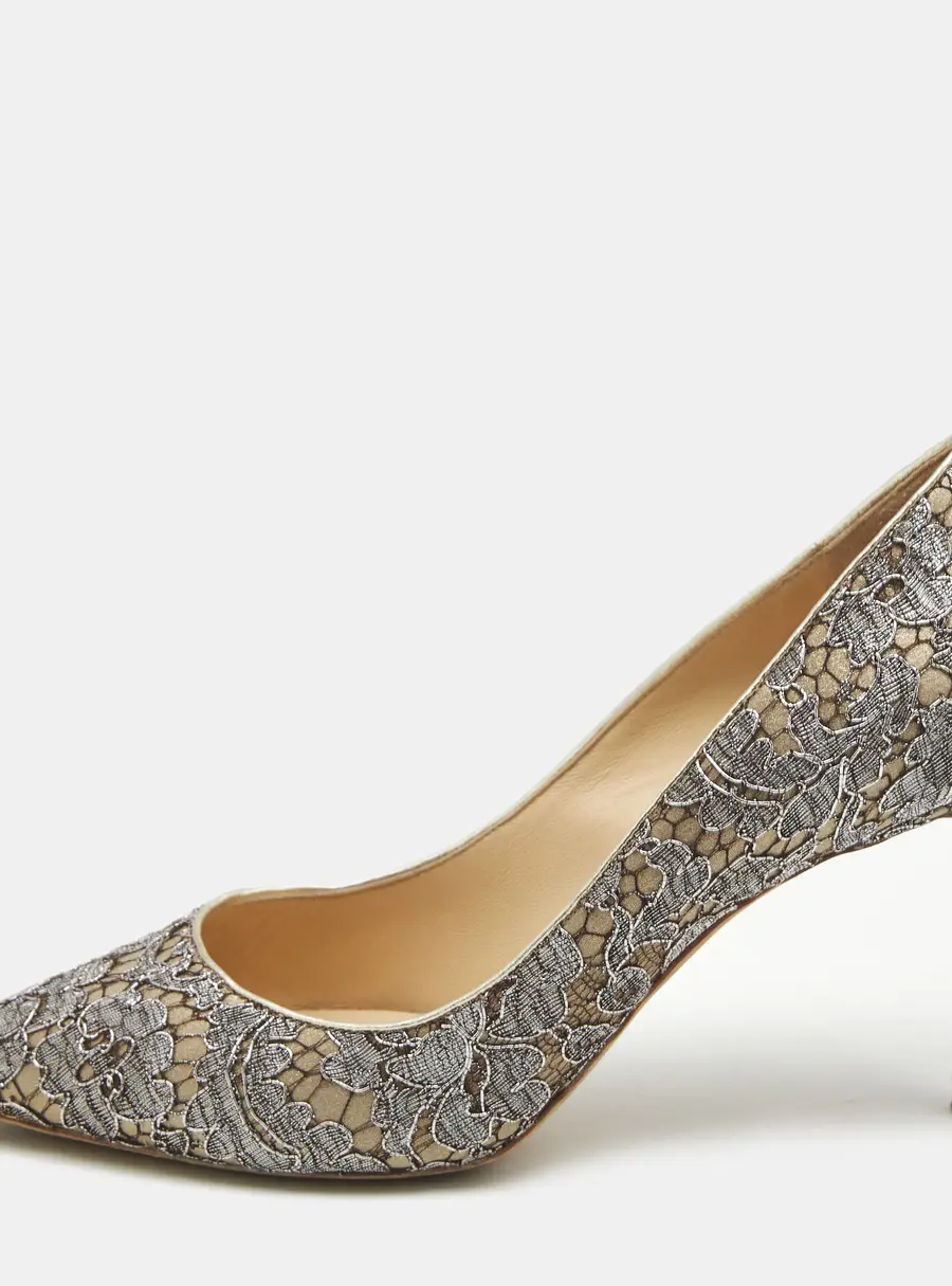 Jimmy Choo Grey/Beige Lace Romy Pumps Size 38.5