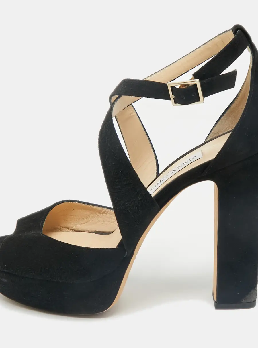 Jimmy Choo Black Suede April Platform Sandals Size 40