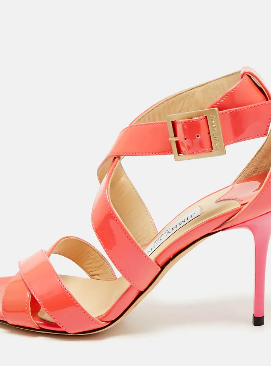 Jimmy Choo Pink Lace and Patent Leather Lottie Strappy Sandals Size 36