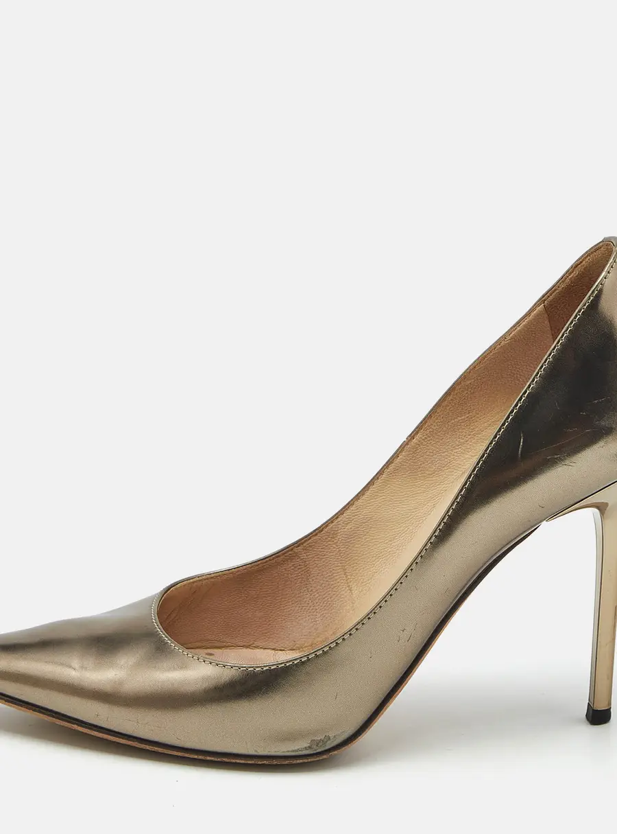 Jimmy Choo Gold Leather Love Pumps Size 36.5